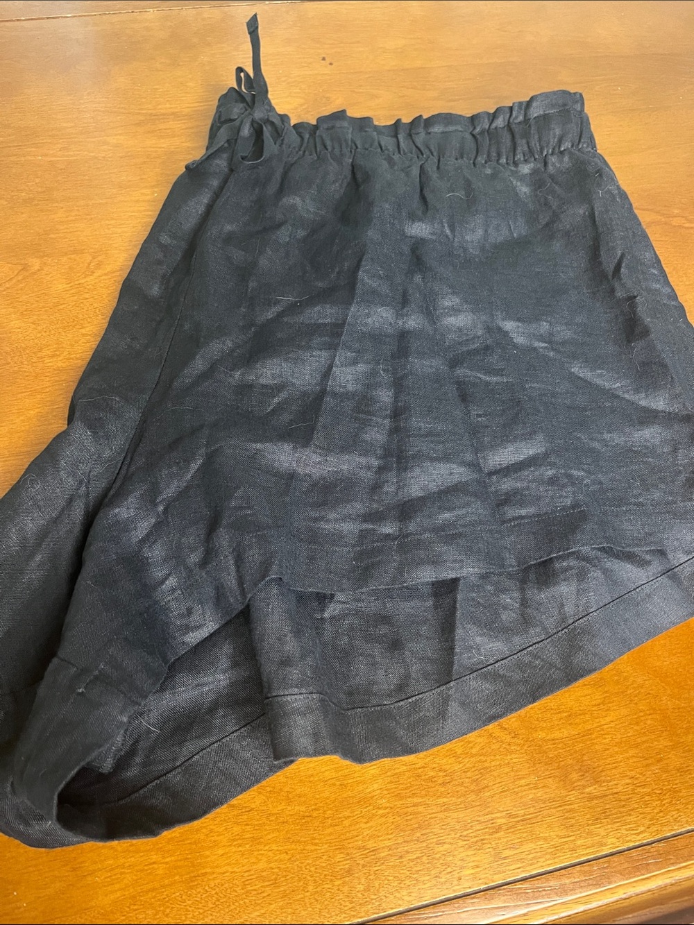 SPANX Black Linen Tie Waist Shorts 2X